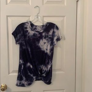 blue and white tie dye top